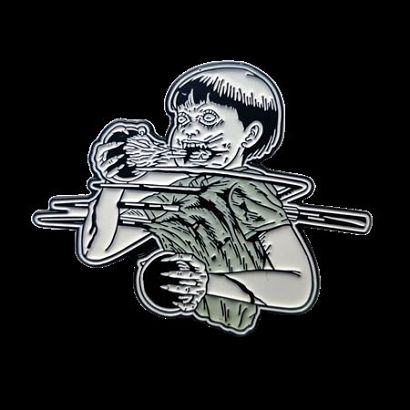 JUNJI ITO BLOOD BUBBLE FORK ENAMEL PIN BADGE #1